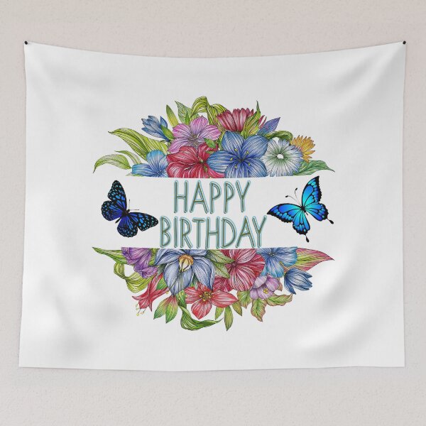 Item preview, Happy Birthday Vintage Flowers and Butterflies designed and sold by silviaol.