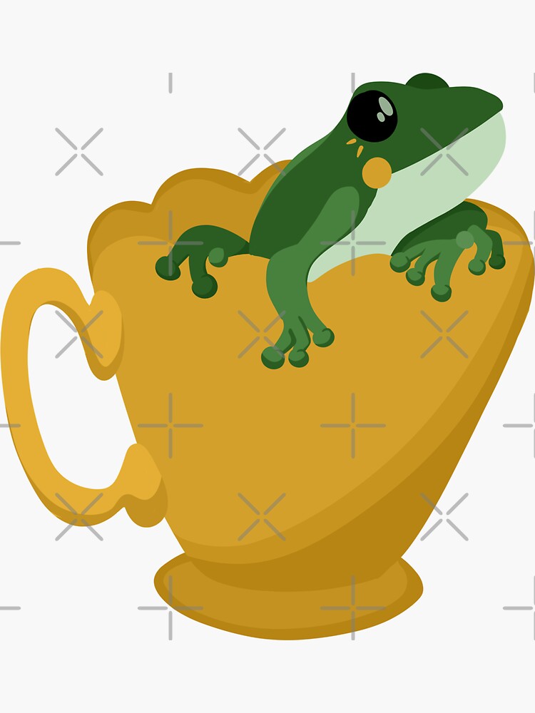 "Frogs and Teacups 3" Sticker by sorioffantasy Redbubble
