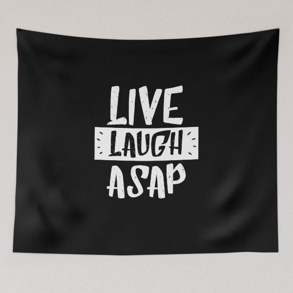 Item preview, live laugh asap - inspirational black & white designed and sold by vooART.