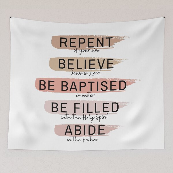 Item preview, Repent Believe Be baptised Be filled Abide- brown/pinks centred designed and sold by EdenAndOlive.