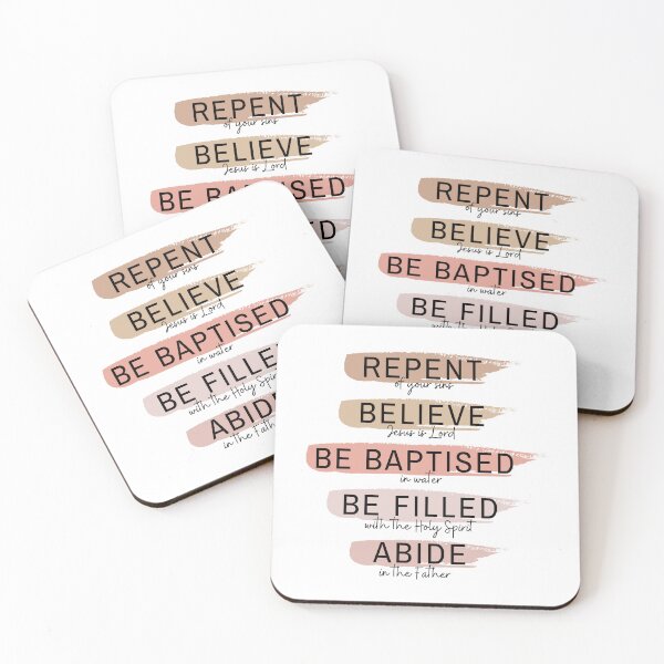 Item preview, Repent Believe Be baptised Be filled Abide- brown/pinks centred designed and sold by EdenAndOlive.