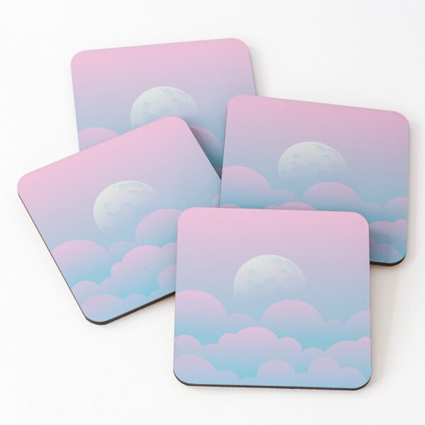 Item preview, Silver Fading Moon Pink Cotton Candy Clouds Geometric Shapes Minimalistic Graphic Design Kawaii Cute Tumblr Blue Sky designed and sold by leiriin.