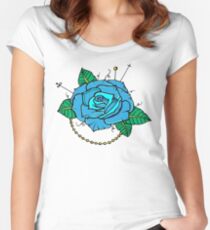 Neo-Traditional Blue Rose Women's Fitted Scoop T-Shirt