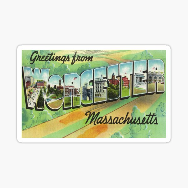 Item preview, Vintage Greetings from Worcester Massachusetts Postcard  designed and sold by Nostalgia Tees, Stickers, Art & More.