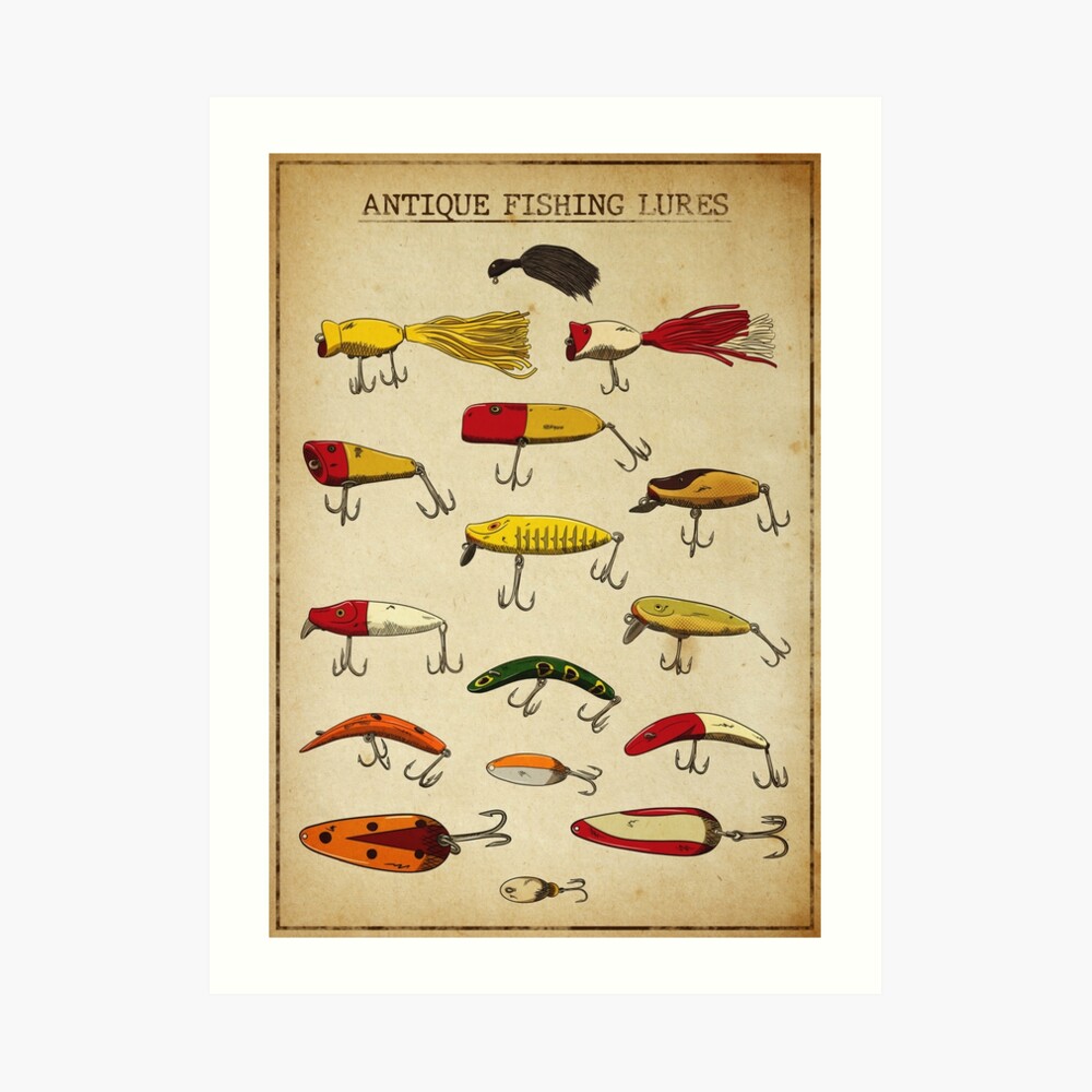 Vintage Fishing Lure Illustration Art Board Print for Sale by