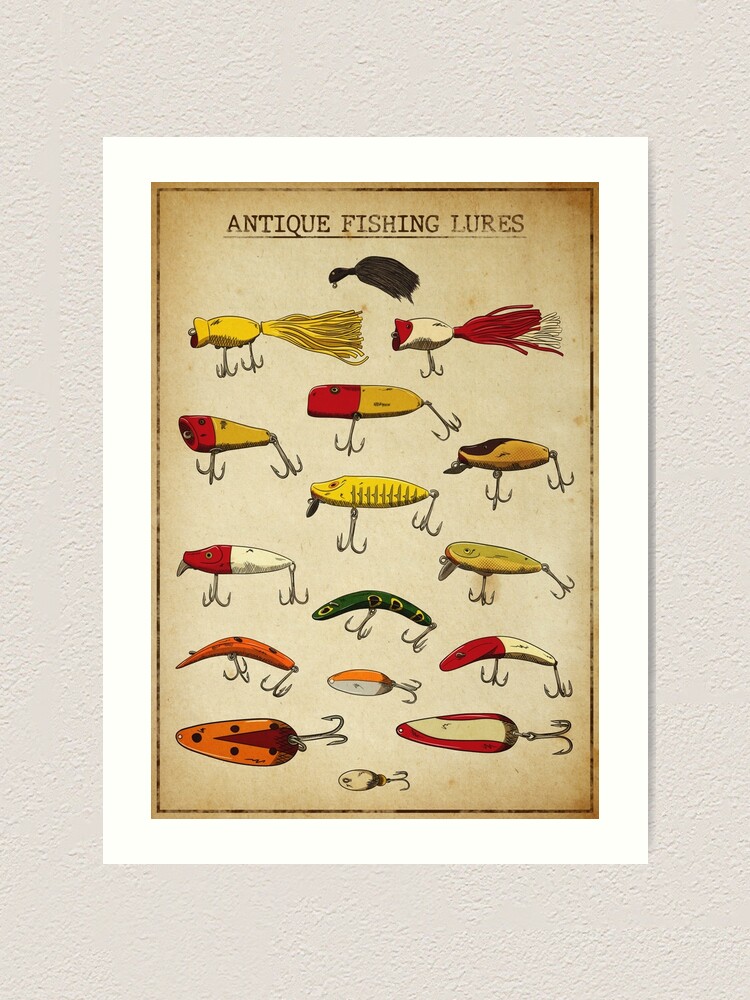 Vintage Fishing Lure Illustration Art Print for Sale by ElleMars