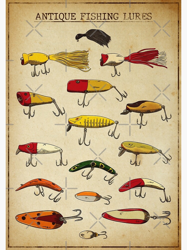 Vintage Fishing Lure Illustration Metal Print for Sale by ElleMars