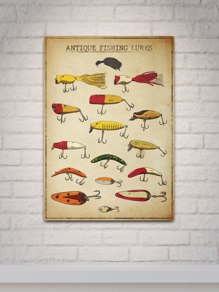 Vintage Fishing Lure Illustration | Metal Print