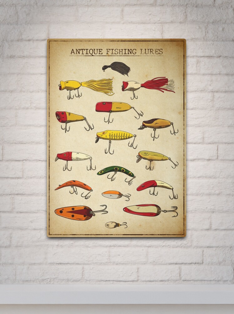 Vintage Fishing Lure Illustration | Metal Print