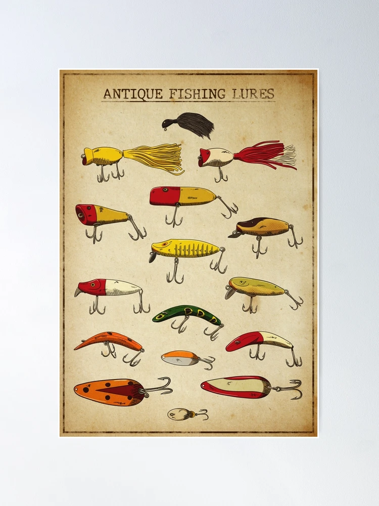 Vintage Fishing Lure Illustration Poster for Sale by ElleMars