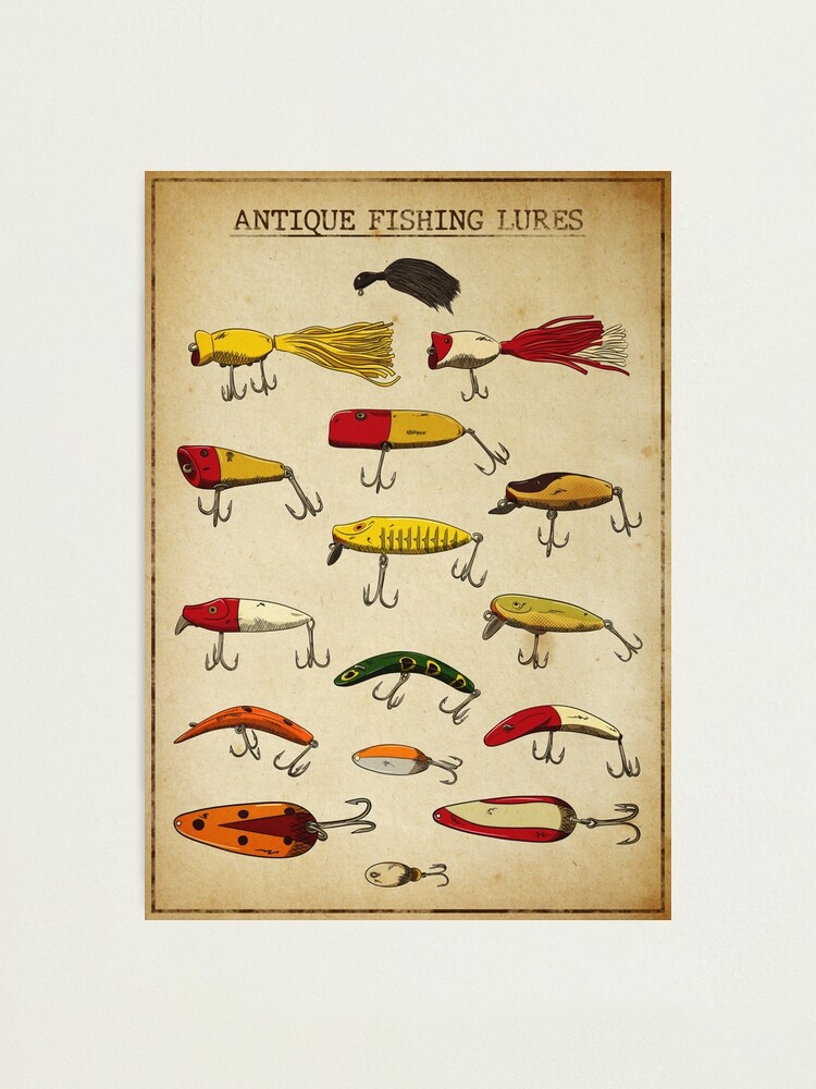 Vintage Fishing Lure Illustration Photographic Print for Sale by