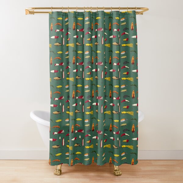 Antique Fishing Tackle and Lures Shower Curtain for Sale by