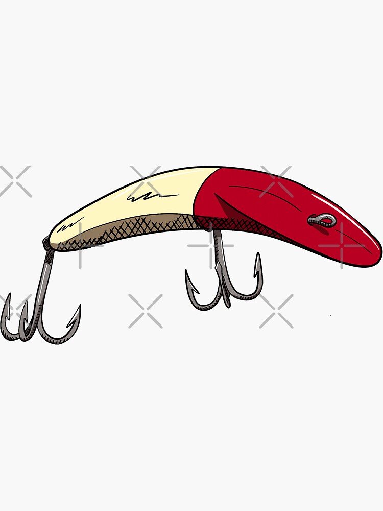 Classic Red and White Flatfish Fishing Lure | Sticker