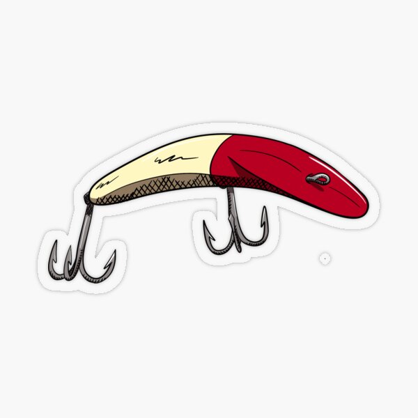 Classic Red and White Flatfish Fishing Lure Sticker for Sale by