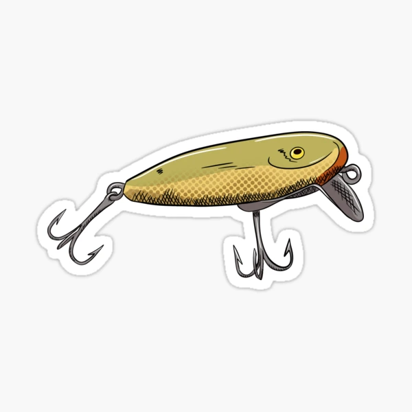 Classic Wooden Fishing Lure Sticker for Sale by ElleMars