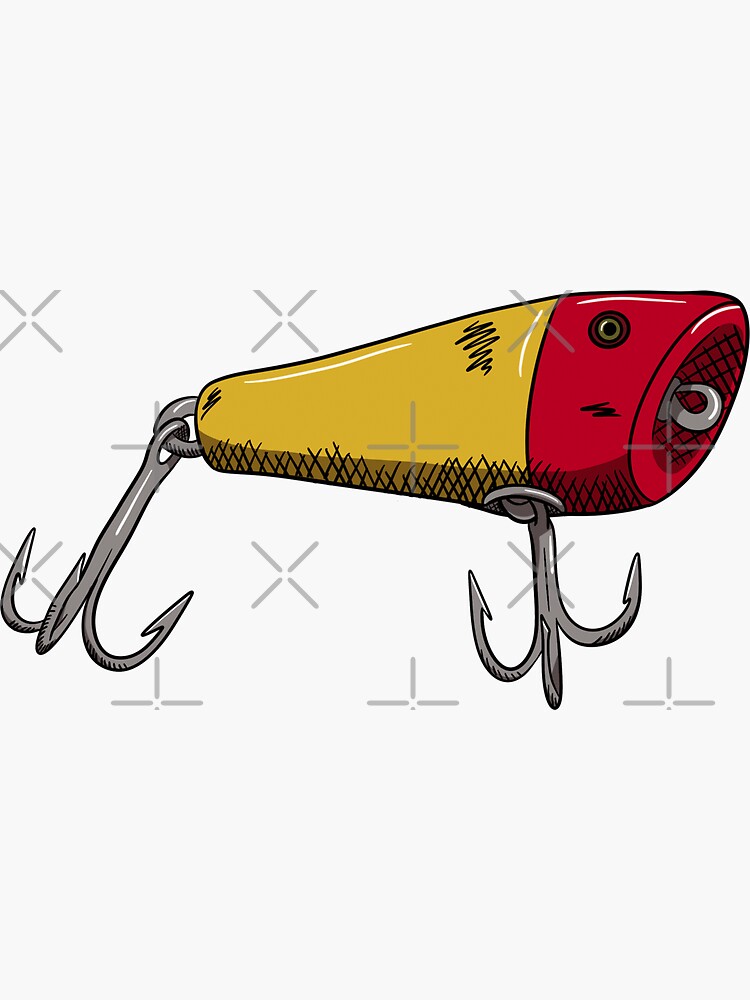Classic Wooden Fishing Lure Sticker for Sale by ElleMars