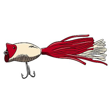 Vintage Red and White Fishing Lure Cap for Sale by ElleMars