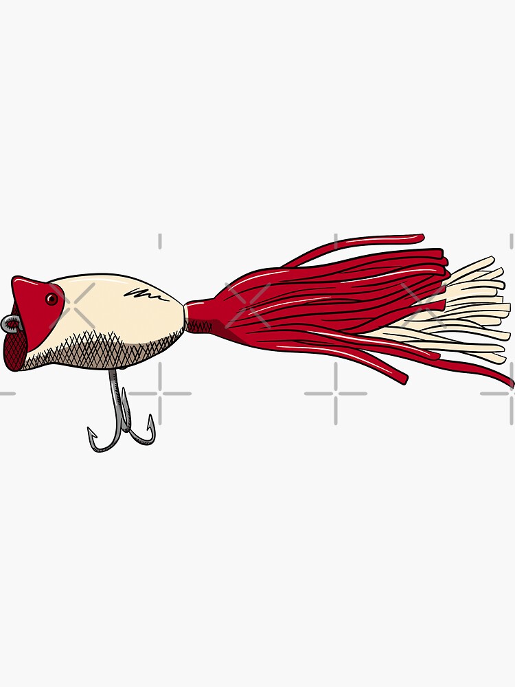 Vintage Red and White Fishing Lure | Sticker