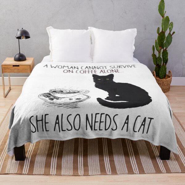 Item preview, A Woman Cannot Survive On Coffee Alone She Also Needs A Cat Cat Lover designed and sold by CeeCok7333.