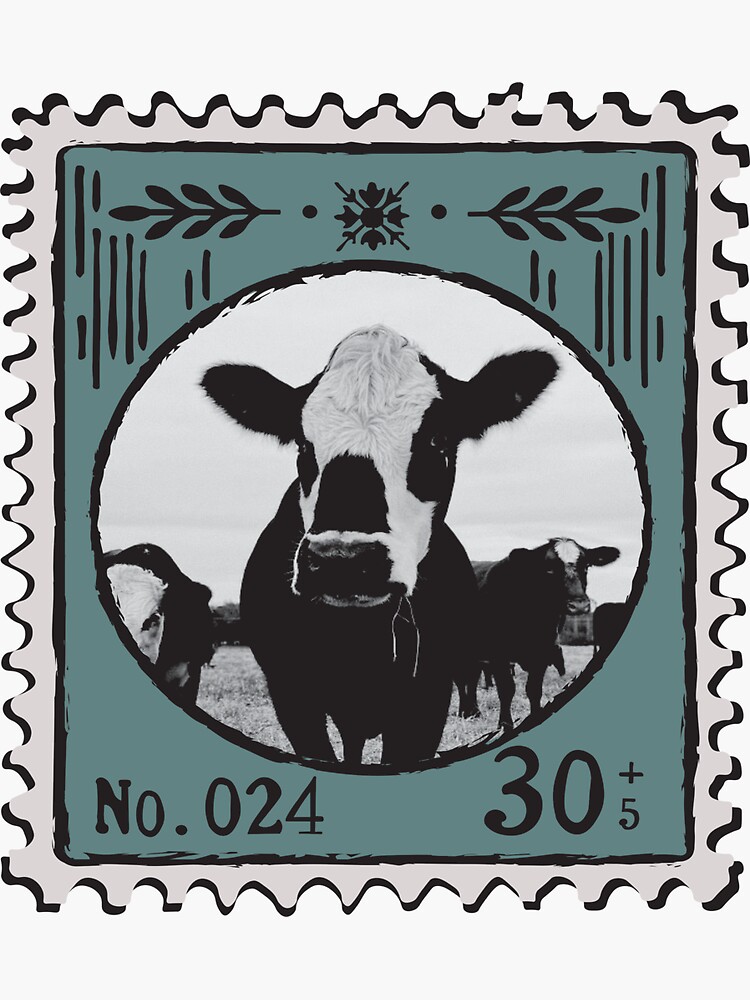 Thumbnail 3 of 3, Sticker, Post Stamp Cow edition designed and sold by mgs4968.
