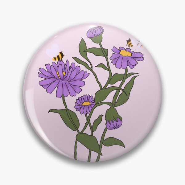 Item preview, Pretty purple garden aster flower and honey bees designed and sold by Artistic  Touch.