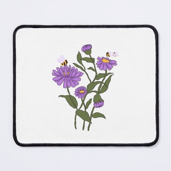 Item preview, Pretty purple garden aster flower and honey bees designed and sold by Artistic Touch.