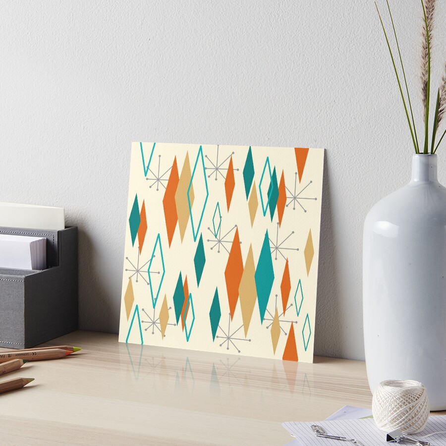 Mid-Century Diamond Art Board Print for Sale by Good Golly Mix