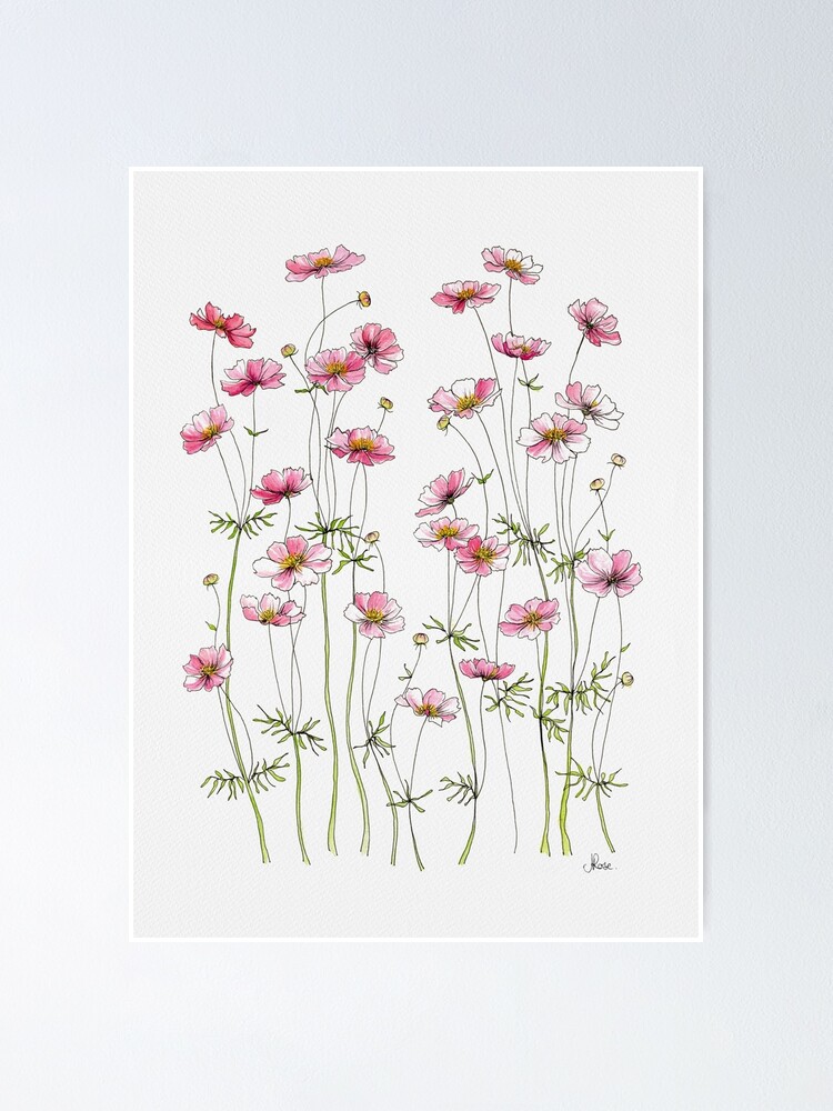 Alternate view of Pink Cosmos Flowers Poster