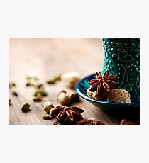Authentic blue dishware, masala tea Photographic Print