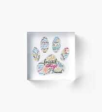 Dog Paw Friend Word In Many Languages Acrylic Block