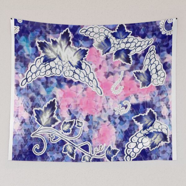 Item preview, blue grapes, berries, bunch, pink, atmospheric, triangles, abstract designed and sold by Maria Mihailova.