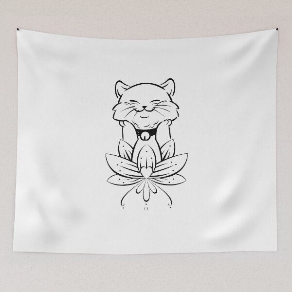 Item preview, Cute Cat In Lotus flower tattoo designed and sold by Hoetoons.