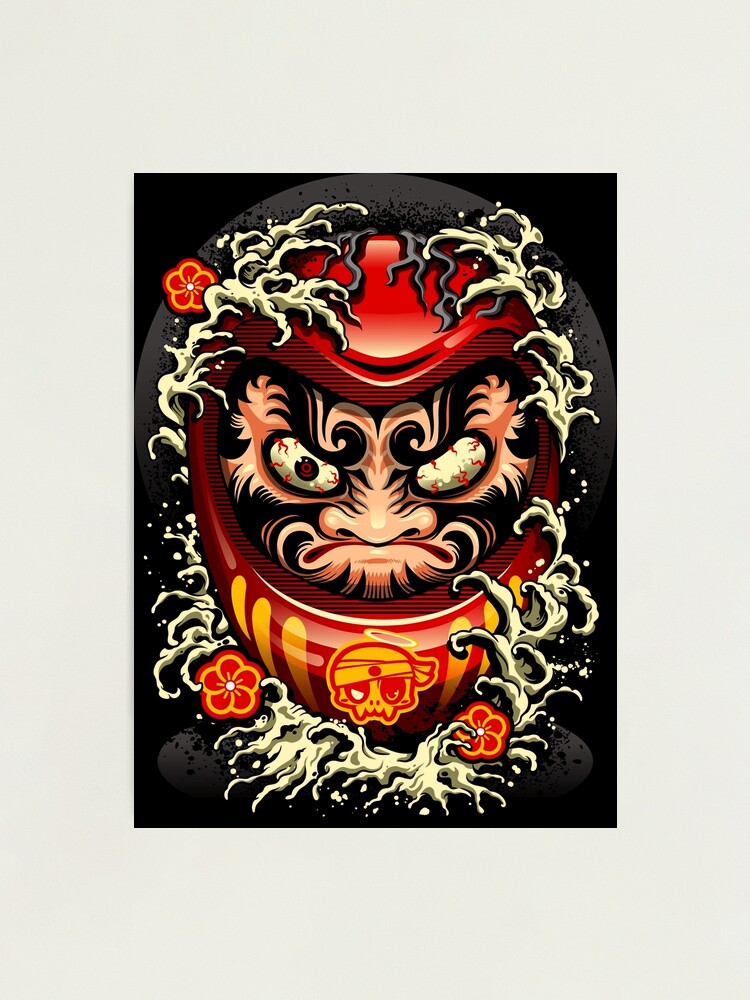 Daruma Doll American Japanese Neotraditional Tattoo Style Art Print 8x10