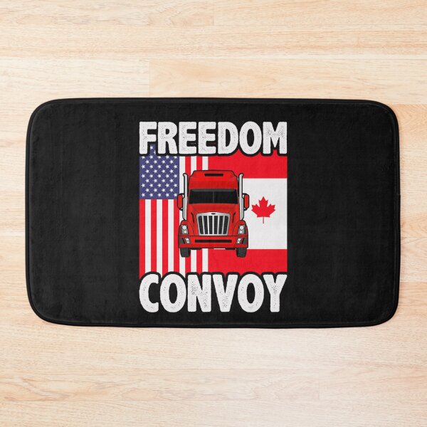 Aperçu de l'œuvre Canadian And USA Flag Trucking Freedom Convoy T Shirt créée et vendue par Anthony-Wilson.
