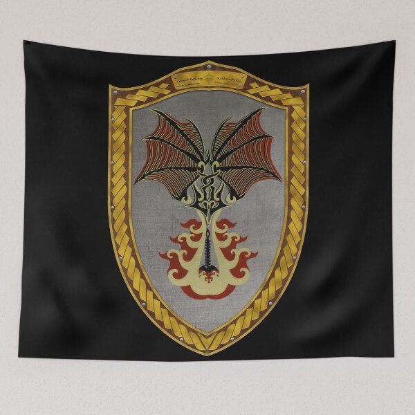 Item preview, Crimson Defiance (Shield Gold Celtic Rope on Wood) designed and sold by Swabcraft.
