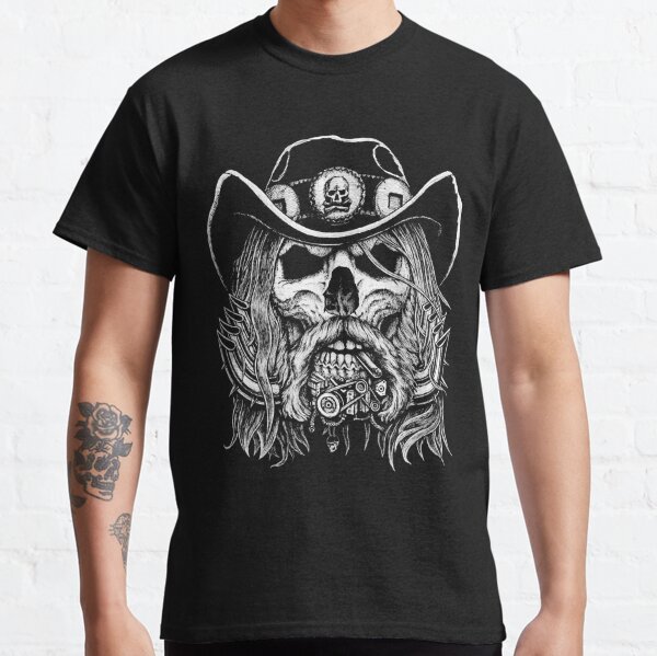 Lemmy Skull Sideburns Hat Adult T Shirt