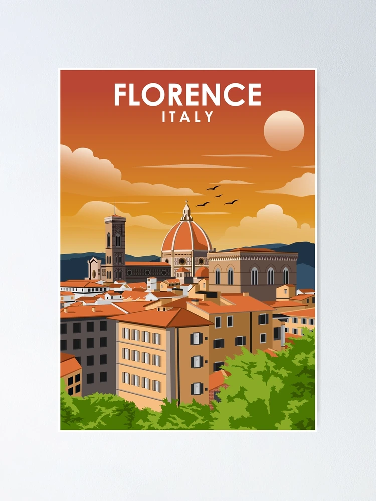 Florence Landscape, popular travel poster art. LIMITED EDITION PRINT, 10