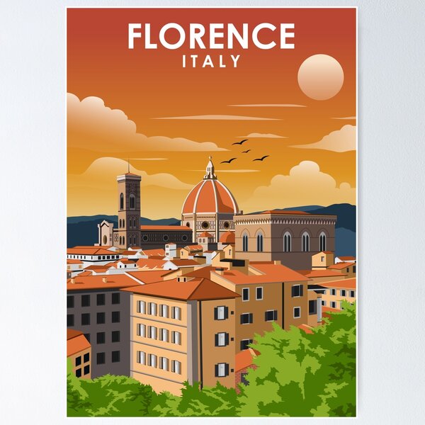 Item preview, Florence Italy Tuscany Vintage Minimal Retro Travel Poster designed and sold by Stadify.