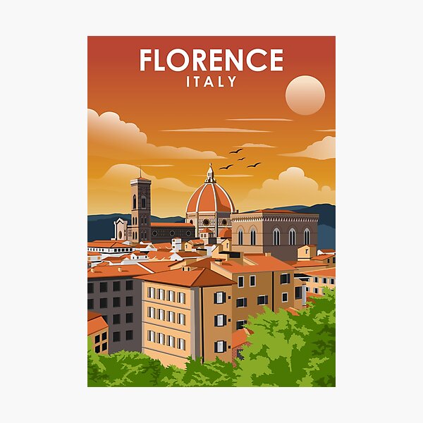 Item preview, Florence Italy Tuscany Vintage Minimal Retro Travel Poster designed and sold by Stadify.