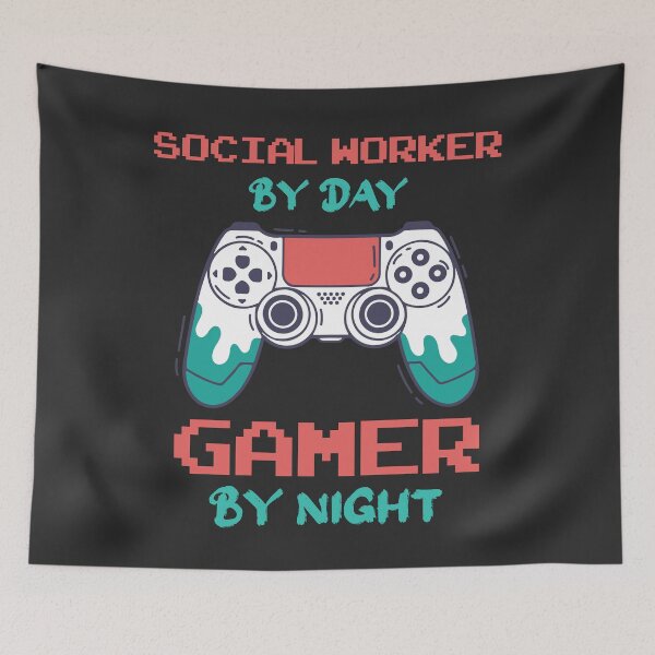 Item preview, Social Worker By Day Gamer By Night - Funny Social Worker quote gift idea For Men and Women designed and sold by Mmmm3344.