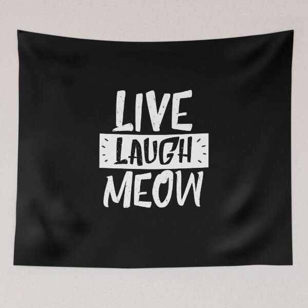 Item preview, live laugh meow - inspirational black & white designed and sold by vooART.