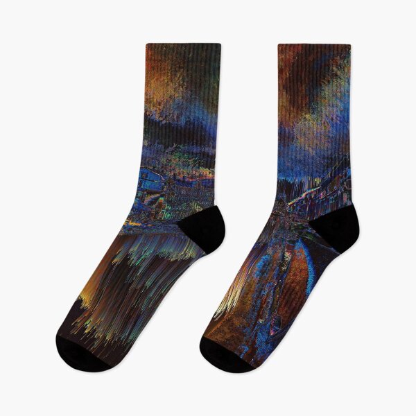 Item preview, City river at night landscape abstract psychedelic art designed and sold by stuukstly.