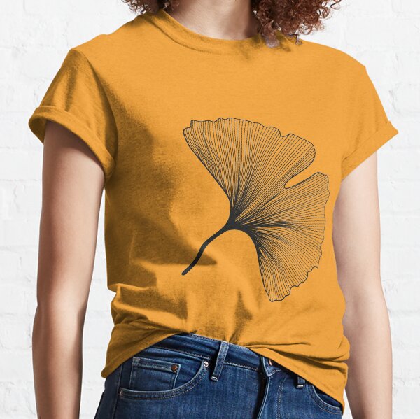 Ginkgo Biloba leaves pattern - black and white Classic T-Shirt