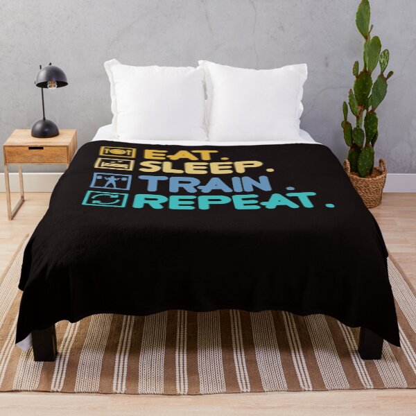 Item preview, Eat Sleep Train Bodybuilding Weightlifting Workout Barbell designed and sold by TomGiantDesigns.