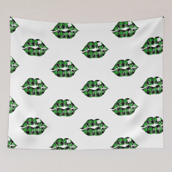 Item preview, Green Shamrock Plaid Lips designed and sold by MobertsonArt.