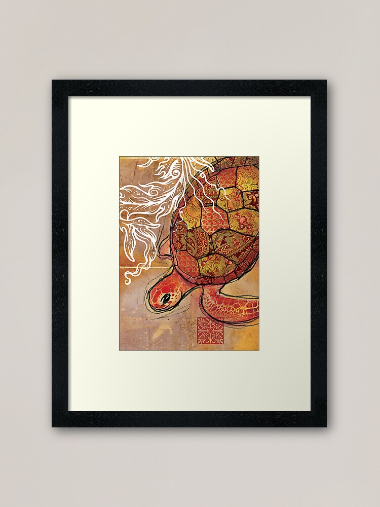 "baby sea turtle mixed media" Framed Art Print by Narelle Redbubble