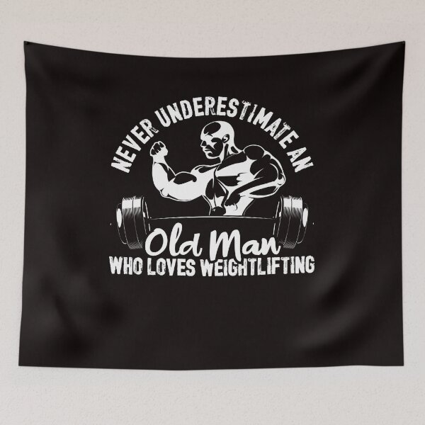 Item preview, Old Man Who Loves Weightlifting Bodybuilding Workout Gym designed and sold by TomGiantDesigns.