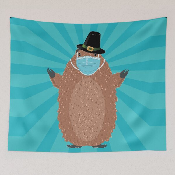 Item preview, Masked happy groundhog designed and sold by AnnArtshock.