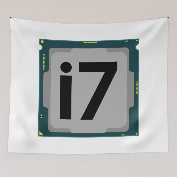 Item preview, cpu processor intel core i7 chip hardware for computer pc motherboard technology element illustration graphic computer nerd computer freak, hacker designed and sold by Marcin Adrian.