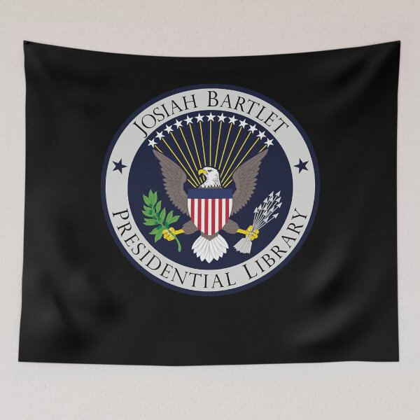 Item preview, Vintage Photograp Josiah Bartlet Presidential Library Logo Style The West Wing Fan Gift designed and sold by CarlosHoeger644.